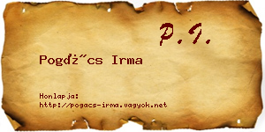 Pogács Irma névjegykártya
